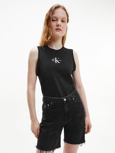 Calvin Klein Ruhák HU715520 | Calvin Klein Organic Cotton Logo Női Trikó Fekete